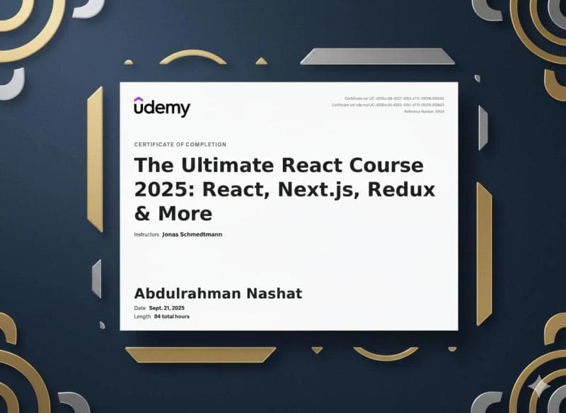 img for Card The Ultimate React Course 2025: React, Next.js, Redux & More